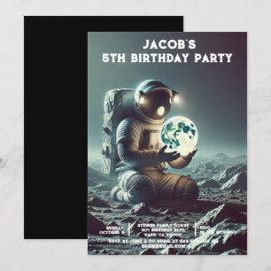 Custom Age Outer Space Birthday Party Invitations