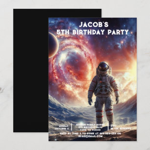 Custom Age Outer Space Birthday Party Invitations