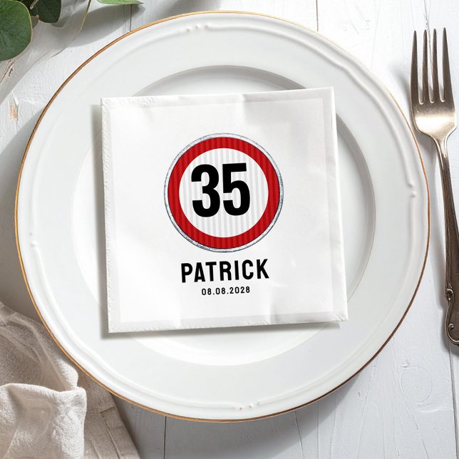 CUSTOM AGE speed limit sign birthday party Napkin (Creator Uploaded)
