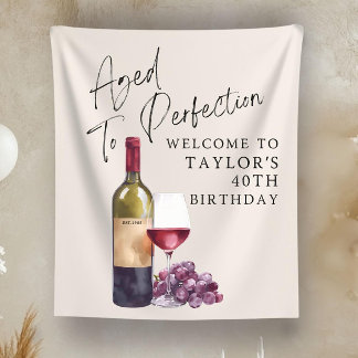 Custom Aged to Perfection Wine Birthday party deco Tapestry