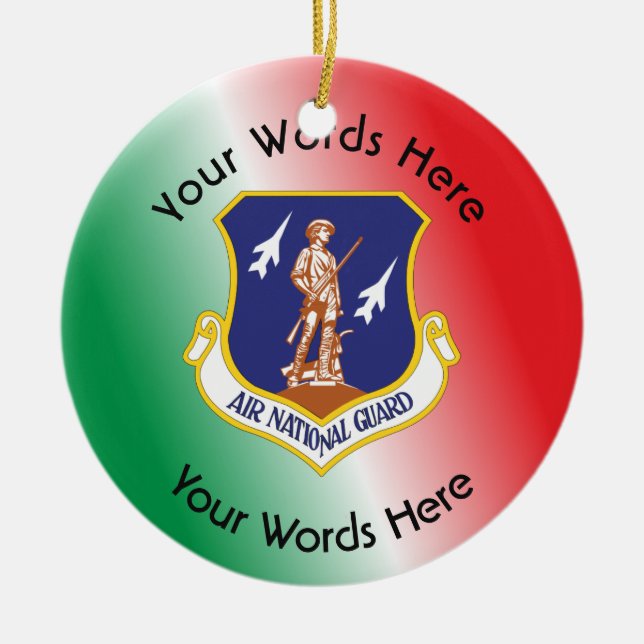 Custom Air National Guard Shield Ceramic Tree Decoration (Front)