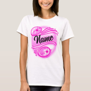Custom Airbrushed Personalised Name Pink T-Shirt