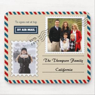 Custom Airmail 2 Family Photo and Name Mousepad