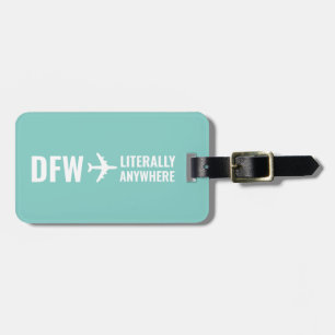 Custom Airport Code Funny Aqua Blue Luggage Tag