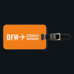 Custom Airport Code Funny Orange Luggage Luggage Tag<br><div class="desc">Add your home airport code next to the aeroplane pointing "literally anywhere" to express exactly how much you love to travel on a modern and simple orange luggage tag. A fun adventure theme school trip, vacation, or graduation ID tag that's also fun as a pilot or flight attendant gift. *...</div>