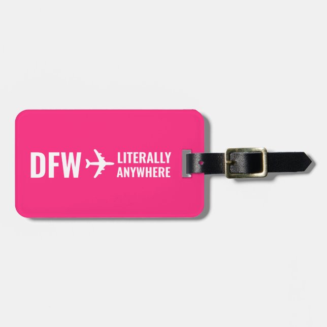 Custom Airport Code Funny Pink Luggage Tag (Front Horizontal)