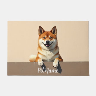 Custom Akita Dog Oil Painting Portrait Doormat