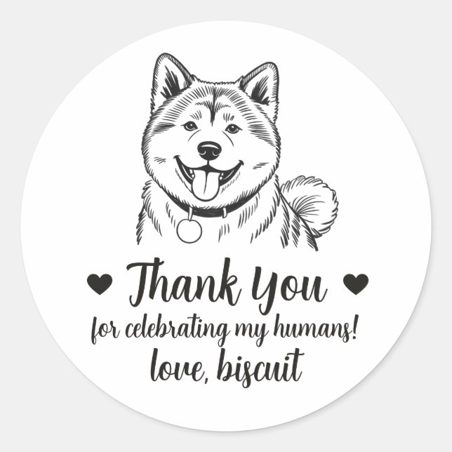 Custom Akita Dog Wedding Favour Stickers (Front)