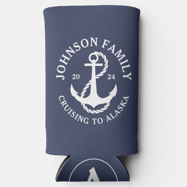 Custom Alaska Family Cruise Wildlife Spotting Seltzer Can Cooler (Front)