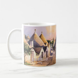 Custom Alberobello Trulli House Watercolor Travel Coffee Mug