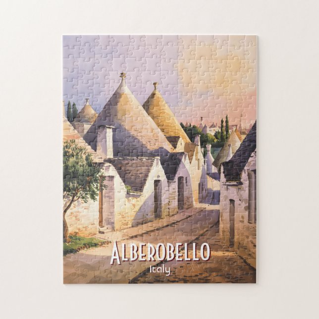 Custom Alberobello Trulli House Watercolor Travel Jigsaw Puzzle (Vertical)