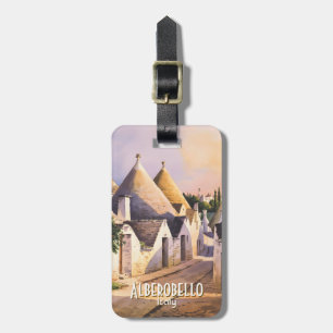 Custom Alberobello Trulli House Watercolor Travel Luggage Tag