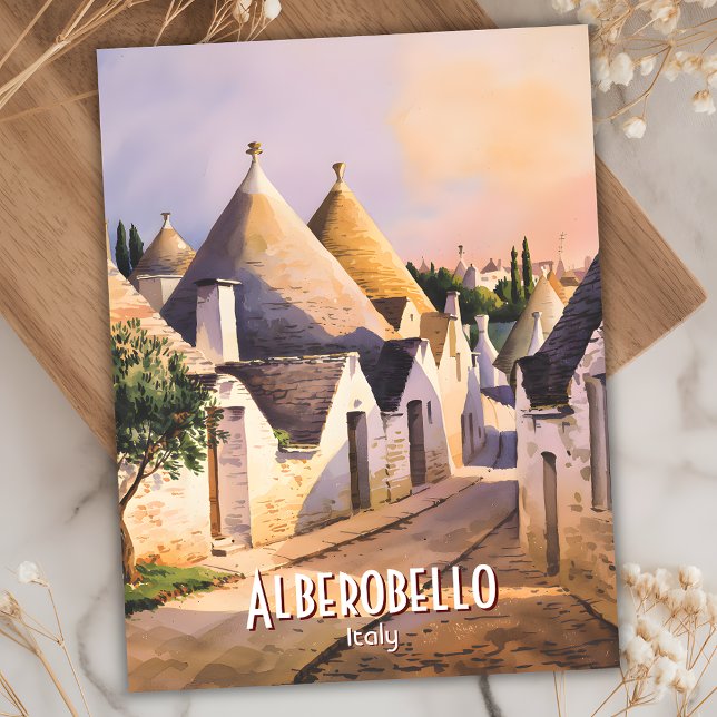 Custom Alberobello Trulli House Watercolor Travel Postcard (Alberobello Trulli House Watercolor Postcard)