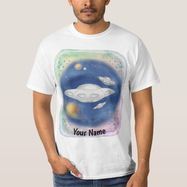 Custom Alien Grey Spaceship T-Shirt (Front)