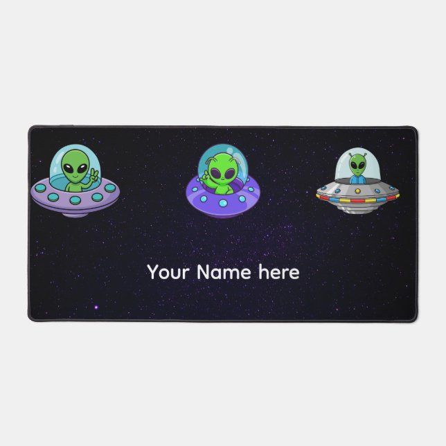 Custom Alien UFO Name Desk Mat Personalised  (Front)