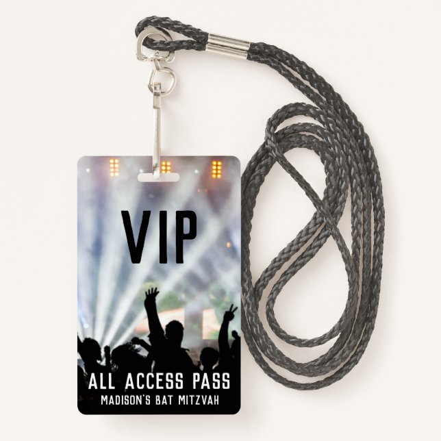 Custom All Access Badge | Bat Mitzvah ID Badge (Front with Lanyard)