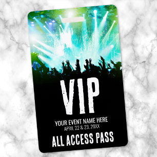 Custom All Access Pass Concert VIP ID Badge