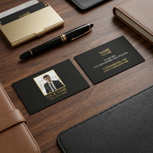 Custom All Black and Gold Best Luxury Photo Name Business Card