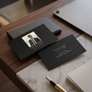 Custom All Black and Gold Best Luxury Photo Name Calling Card