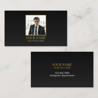 Custom All Black and Gold Best Luxury Photo Name Calling Card
