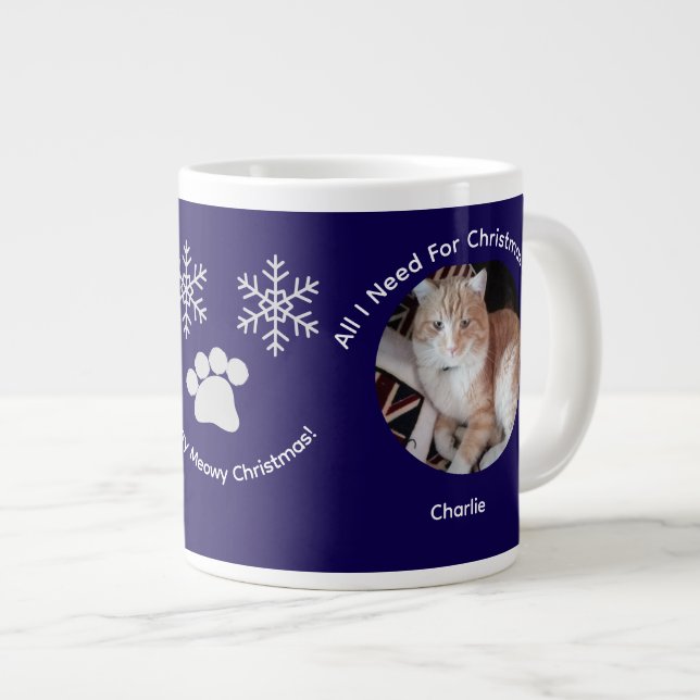 Custom All I Need Cat Photo Specialty Mug (Front Right)