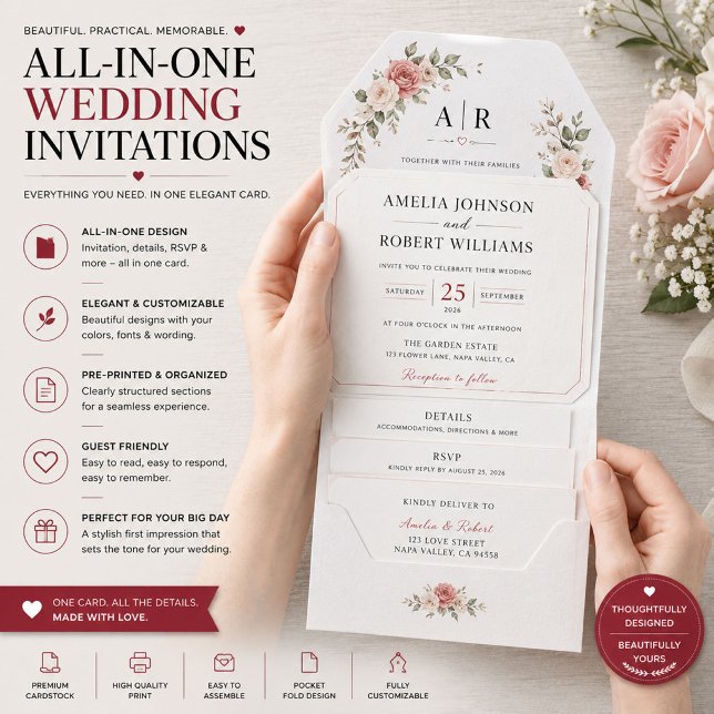Custom All-in-One Wedding Invitation RSVP (Creator Uploaded)