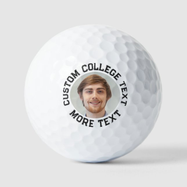 Custom All Outline College Text Photo Golf Balls (Front)
