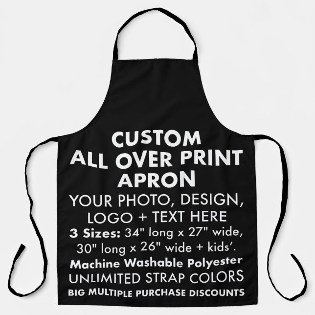 Custom All Over Print Large Apron (Black Front) (Front)