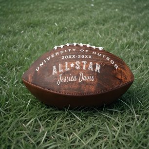 Custom All-Star Player Collage Photos Woodgrain American Football