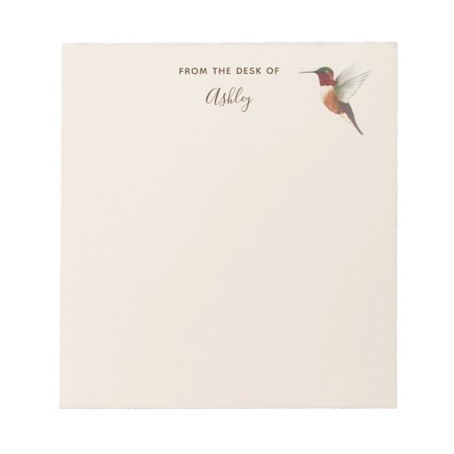 Custom Allen's Hummingbird Notepad (Front)