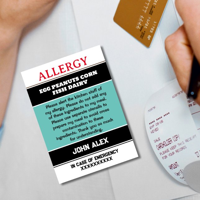 Custom Allergy Alert Chef Card (Creator Uploaded)