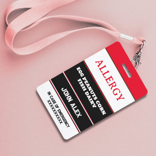 Custom Allergy Alert Chef Card ID Badge