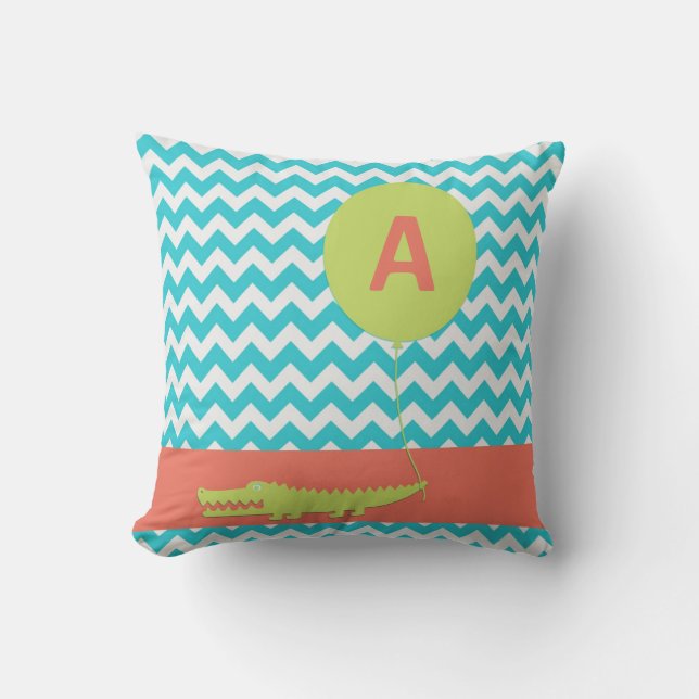 Custom Alligator Balloon Chevron Cushion (Front)