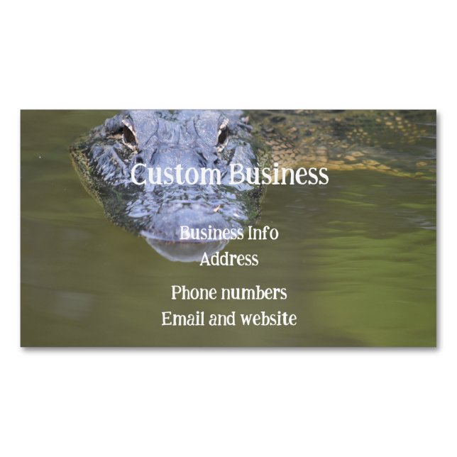 Custom  Alligator Swamp Animal Wildlife Nature  Magnetic Business Card (Front)