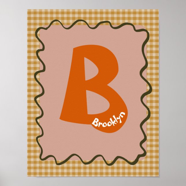 Custom Alphabet Letter B Poster Nursery Wall Art  (Front)