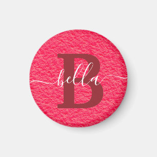 Custom Alphabets Letters With Pink Background  Magnet