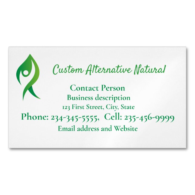 Custom Alternative Natural Health Pain Therapeutic Magnetic Business Card (Front)