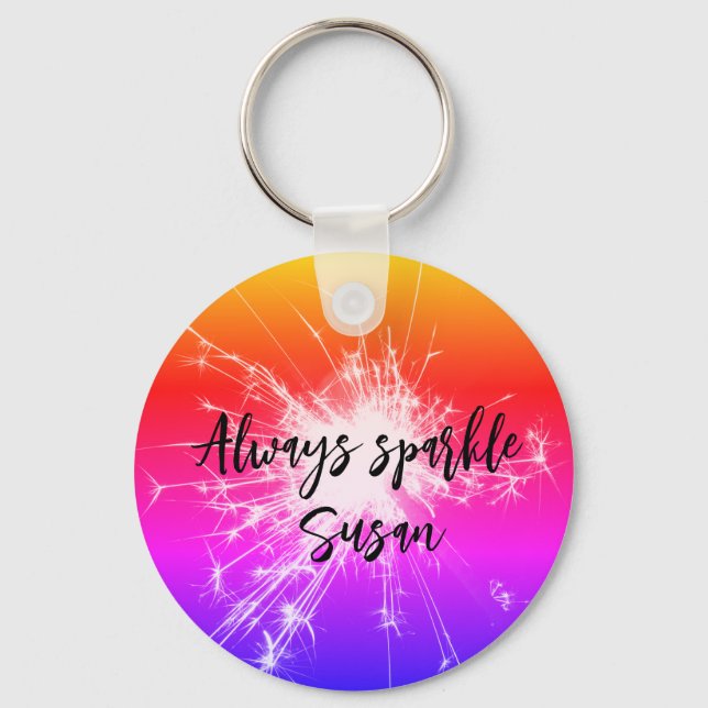 custom Always Sparkle – Pink Purple Orange  Key Ring (Front)