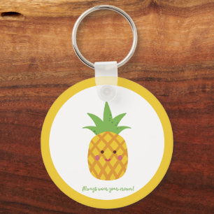 Custom Always Wear Your Crown Punny Pineapple Key Ring