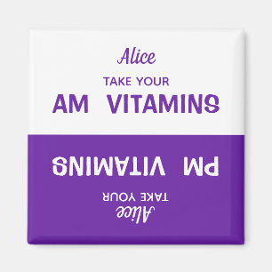 Custom AM/PM Vitamin Pill Reminder Magnet