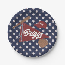 Custom American baseball birthday plate 