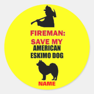 Custom American Eskimo Dog Fire Safety Classic Round Sticker