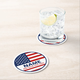Custom American Flag Election Campaign Round Paper Coaster