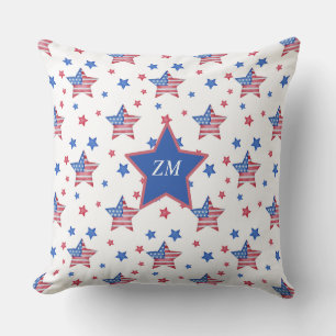 Custom American Flag Star Blue Red White Throw Pil Cushion
