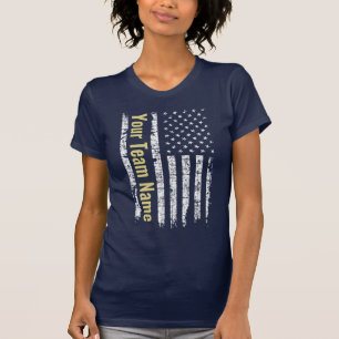 Custom American Flag Team Name Sports Mom  T-Shirt