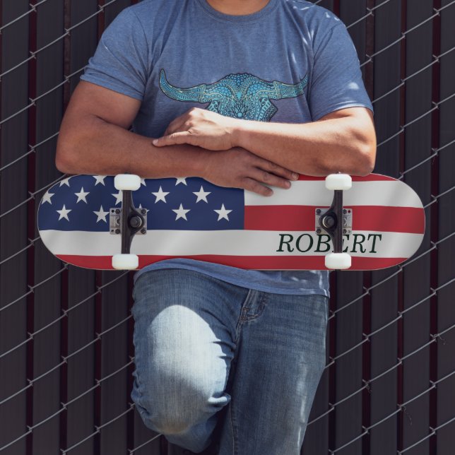 Custom American Flag USA July 4th Personalised Skateboard (Outdoor 3)