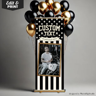 Custom American Flag with Your Photo, USA Decor Retractable Banner