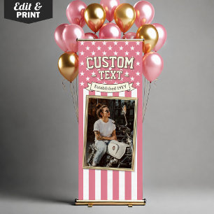 Custom American Flag with Your Photo, USA Decor Retractable Banner