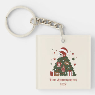 Custom American Football Christmas Key Ring