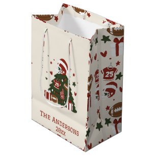 Custom American Football Christmas Medium Gift Bag